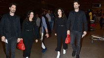 Sunny Leone looks stunning in all-black jumpsuit at the Airport with husband Daniel Weber | Boldsky