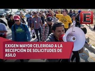 Migrantes protestan en Consulado estadounidense en Tijuana
