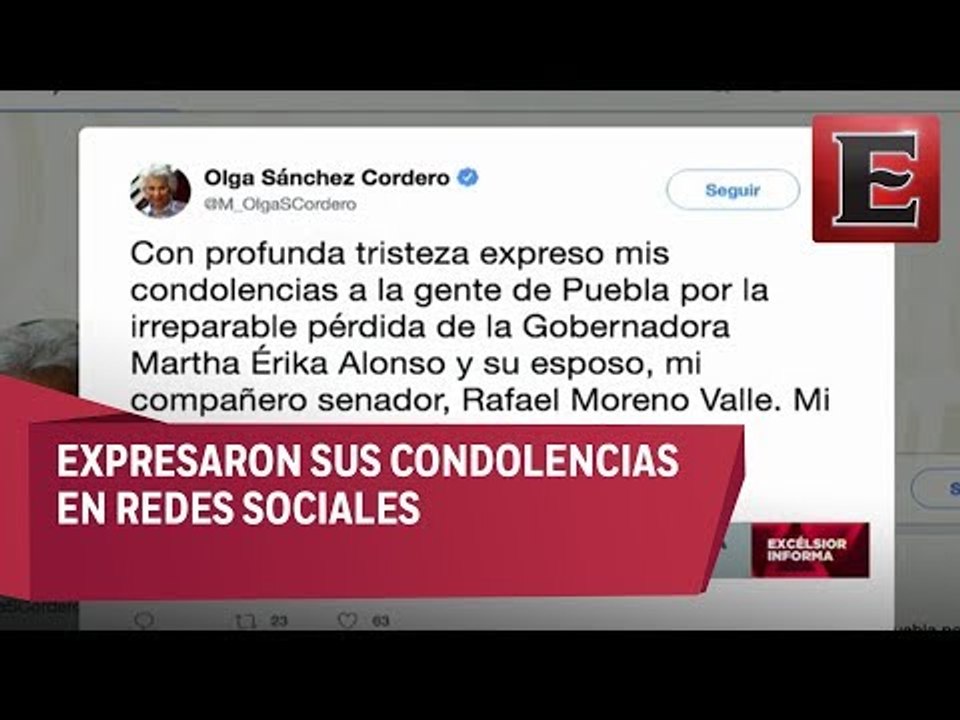 Funcionarios del Gobierno Federal lamentan fallecimiento de Martha Erika Alonso
