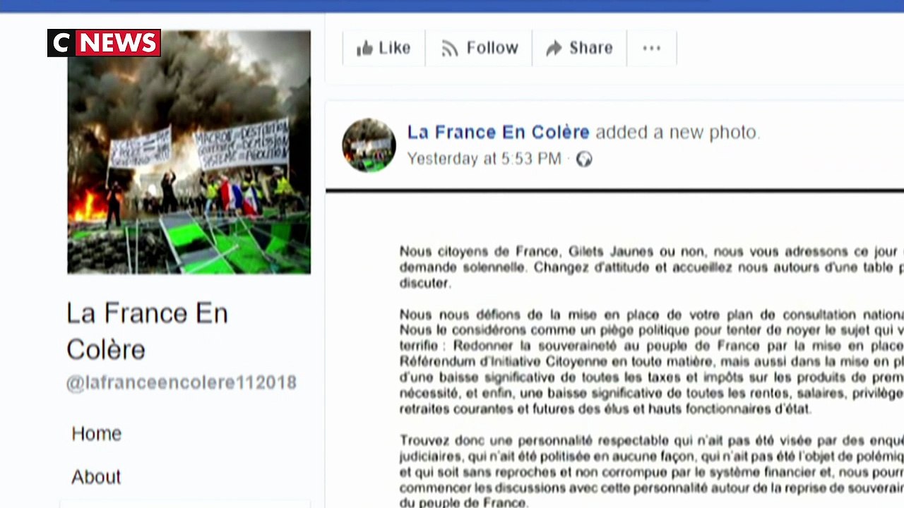 Gilets Jaunes : la lettre du groupe «La France en colère» à Emmanuel Macron