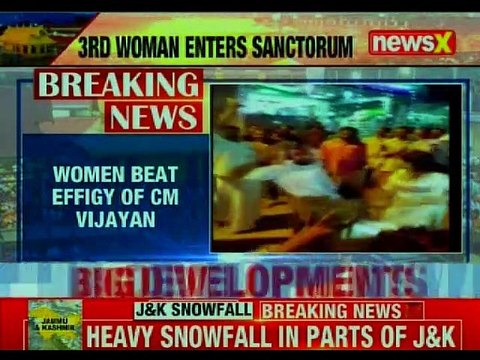Activist beats the effigy of Kerala CM Vijayan with sandal after 2 women entering the sabarimala temple
