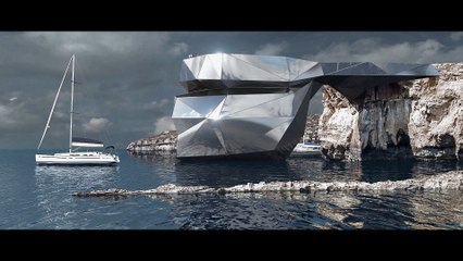 Des architectes ont conçu un bâtiment miroité ultra-moderne qui remplace un bout de falaise Maltaise qui a disparu