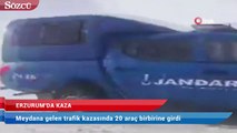 Erzurum’da 20 araç birbirine girdi: Bir ölü, çok sayıda yaralı var