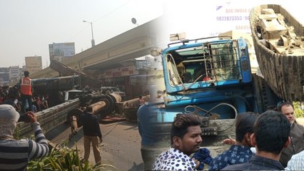 पुणे-मुंबई मार्ग पर मेट्रो निर्माण में पिलर उठाते समय गिरी क्रेन, देखिए VIDEO
