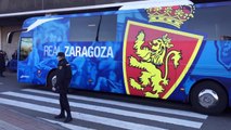 Sporting - Zaragoza: Llegada del Zaragoza a El Molinón