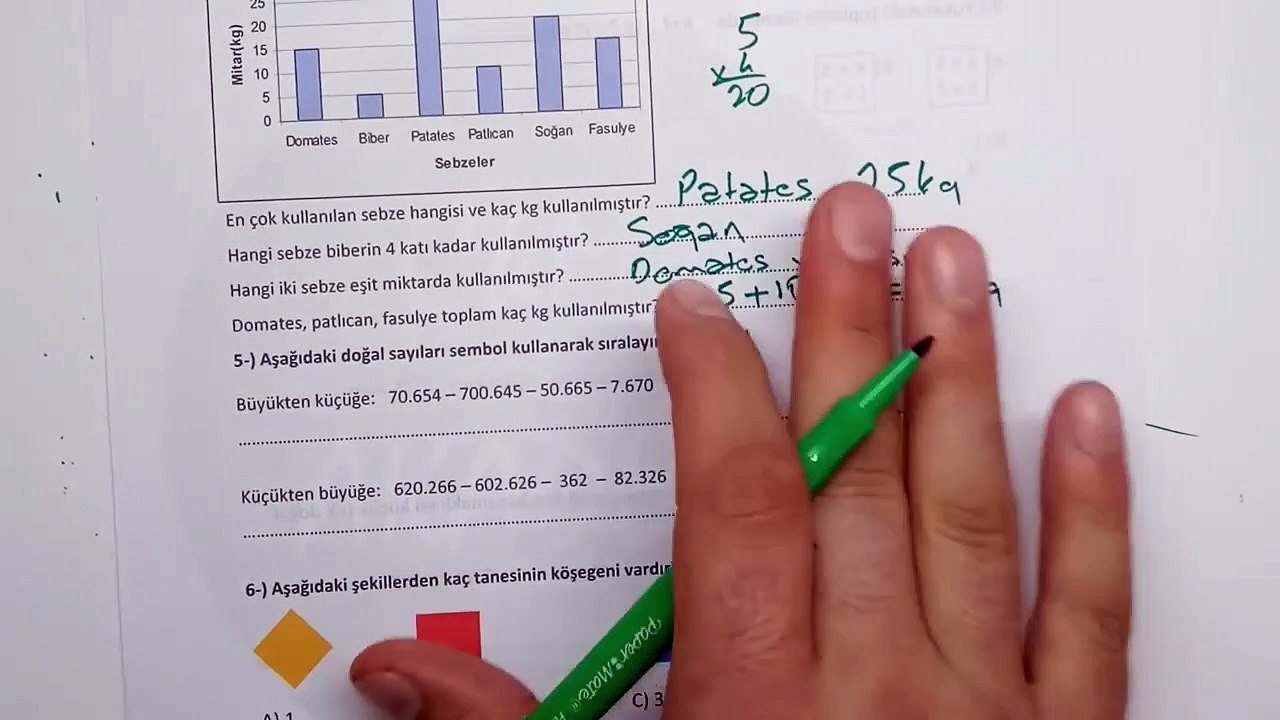 4. Sınıf MATEMATİK  1. Dönem 2. Yazılı Soruları ve Çözümü 2018-2019  (%99 Çıkabilir  )