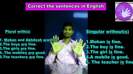 Learn English Grammer Day-11|| Correct the Sentences:- Use of am/is/are