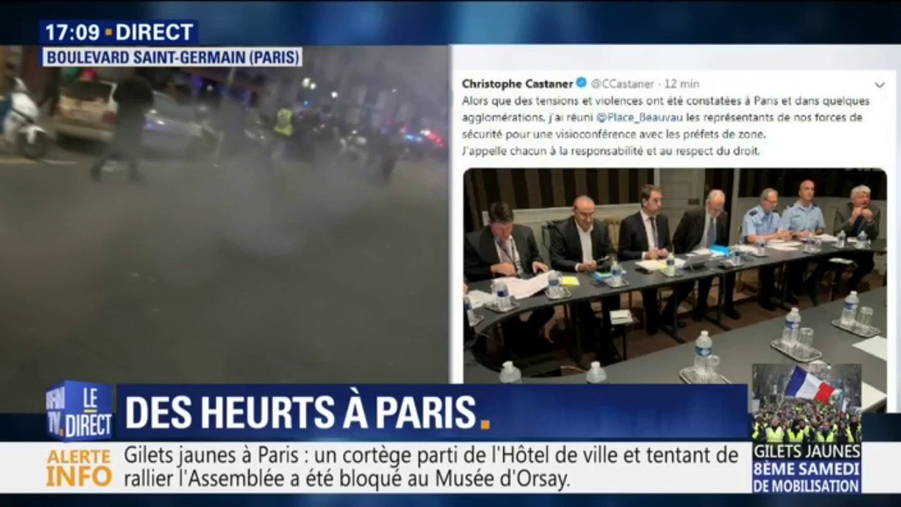 Heurts à Paris: Christophe Castaner appelle "à la responsabilité et au respect du droit"