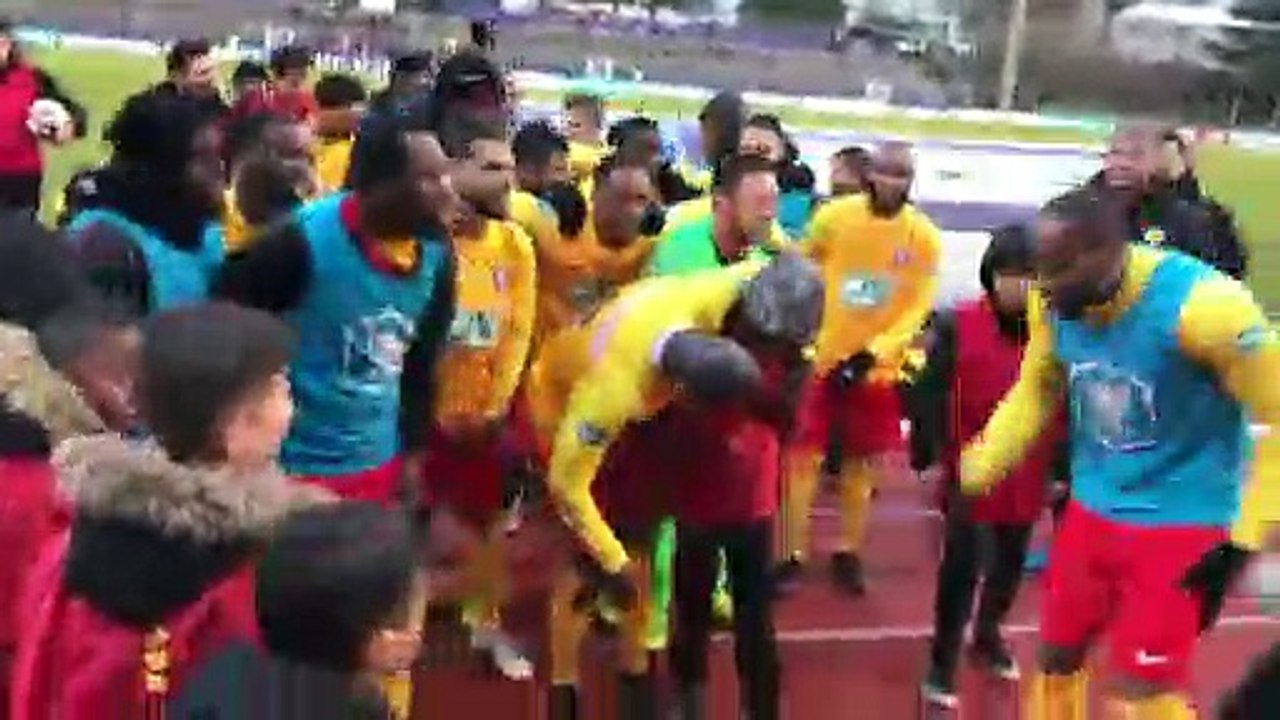 Coupe de France - La joie de Lyon-Duchère AS  après la qualification de Lyon-Duchère AS contre le Nîmes Olympique