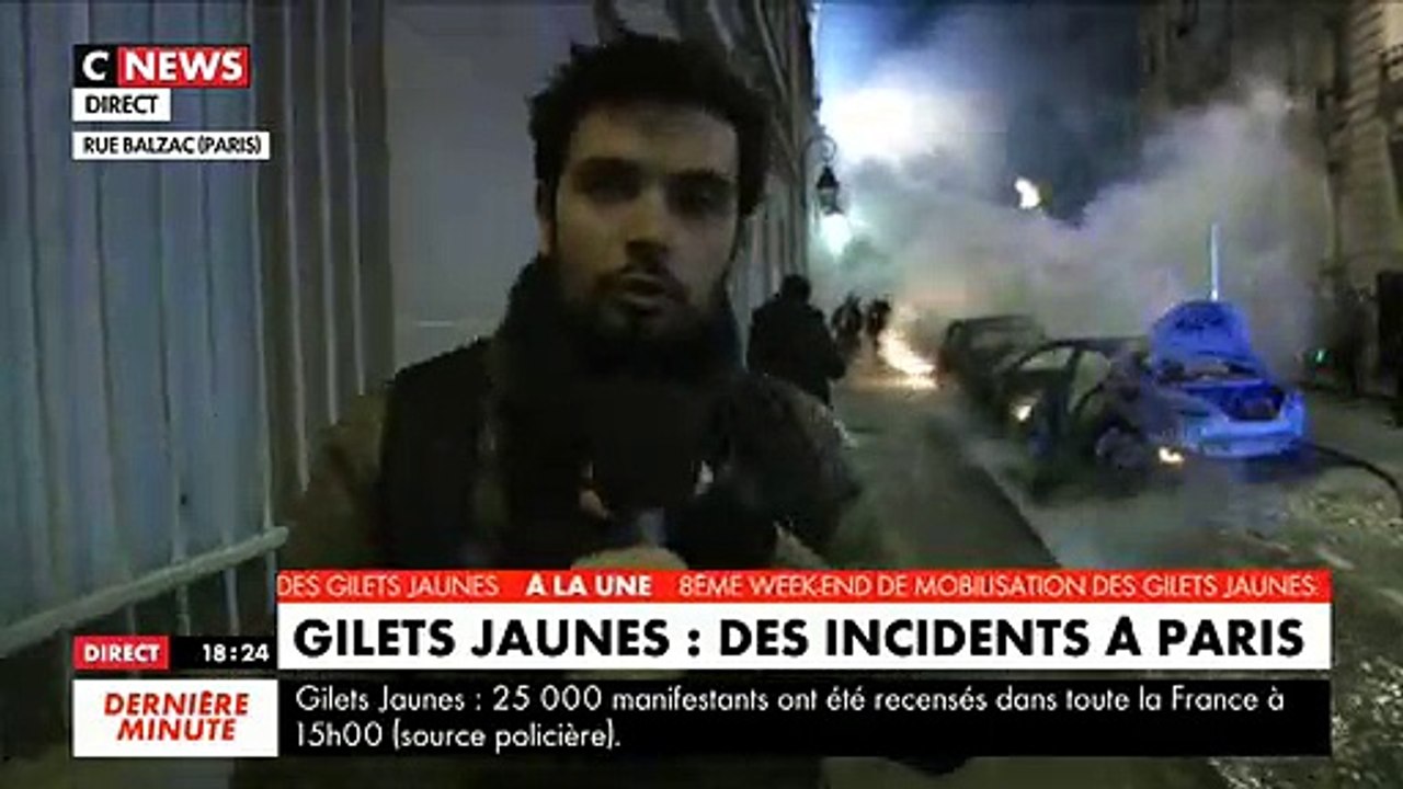 Gilets Jaunes : Regardez les images des incendies de voitures hier soir rue  Blazac à Paris - Vidéo Dailymotion