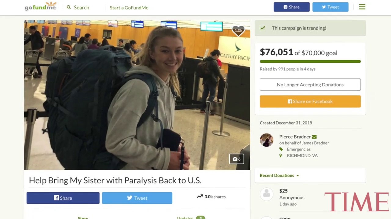 A Paralyzed American Teacher Caroline Bradner Stranded in Thailand Is Heading Home