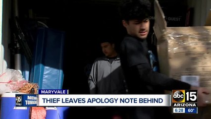 Thief leaves behind apology note after stealing sports equipment from West Phoenix school