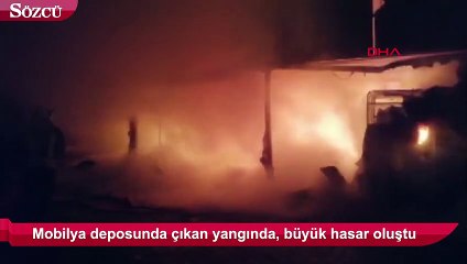 Mobilya deposunda korkutan yangın