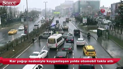 Sarıyer'de otomobil takla attı