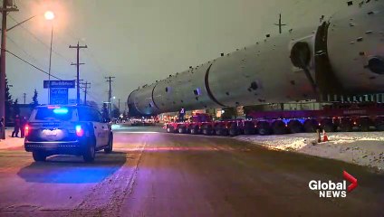 Tower as tall as CFL football field begins complex move out of Edmonton