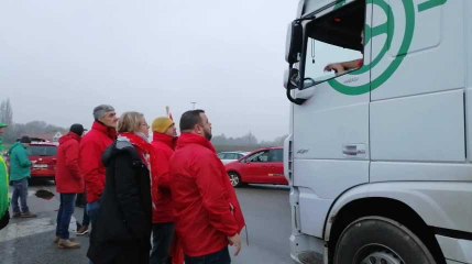 Action des syndicats au poste-frontière de Rekkem ce lundi 7 janvier 2019