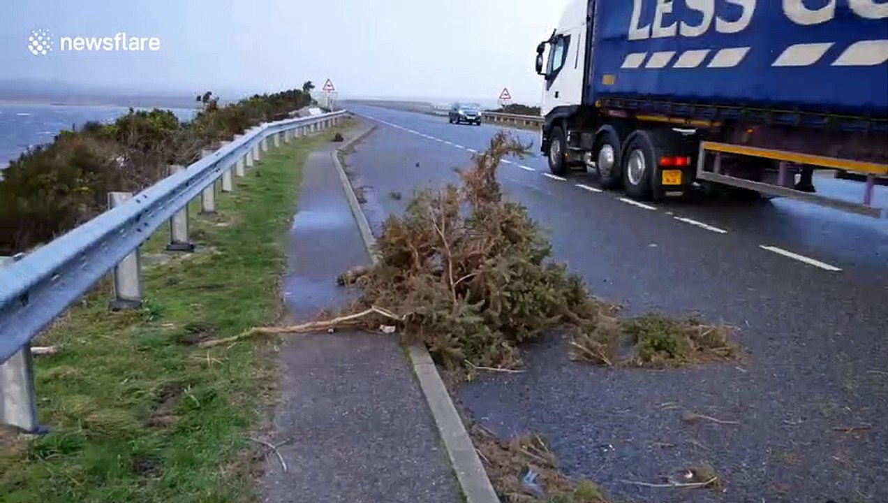 Northern Scotland lashed with 75mph winds and heavy rain