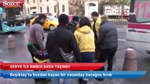 Beşiktaş’ta buzdan kayan bir vatandaş bacağını kırdı