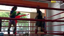 Nerdy girl beats up guys at the gym