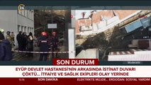 Eyüp'te istinat duvarı çöktü