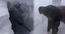 Jandarma Ekiplerinin Kar Temizleme Videosu Sosyal Medyayı Salladı