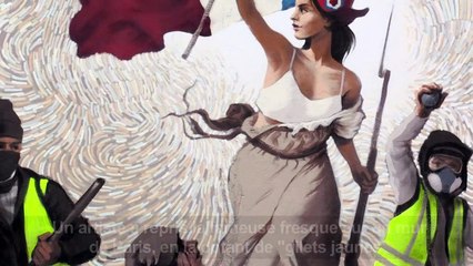 "La liberté" et des "gilets jaunes" sur une fresque à Paris
