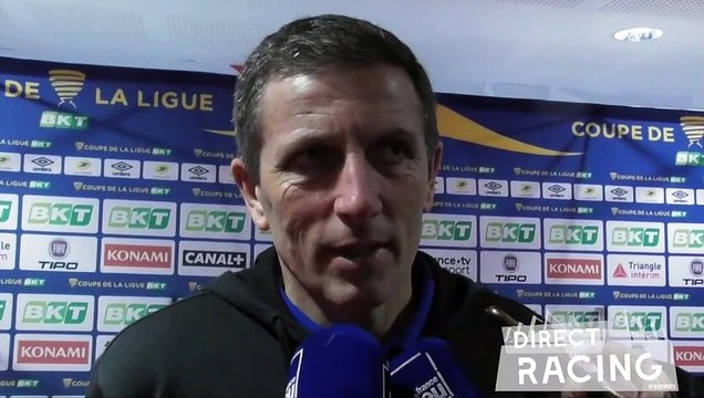Réaction de Thierry Laurey en zone mixte suite à la victoire du RCSA en Quart de finale de Coupe de la ligue