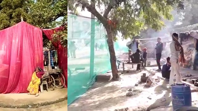 आगरा: पीएम मोदी की रैली से पहले अफसरों ने ढंक दी झोपड़ियां