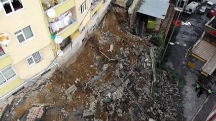 Eyüpsultan'da Çöken İstinat Duvarının Son Durumu Havadan Görüntülendi