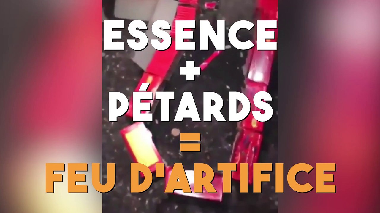 Ces jeunes font un cocktail sulfureux : essence + pétards = feu d'artifice !