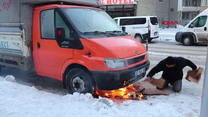 Afyonkarahisar Donan Motoru Ateş Yakarak Çalıştırdı