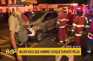 Download Video: Surco: conductor en aparente estado de ebriedad choca contra varios autos estacionados