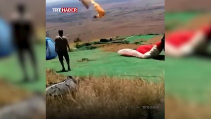 Hortuma yakalanan paraşütçü ölümden döndü