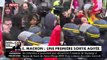 Créteil: Les images des incidents avec les forces de l'ordre lorsque des gilets jaunes ont voulu approcher Emmanuel Macron