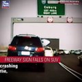 FOX NEWS. An Australian woman narrowly avoided death when a freeway sign tumbled onto her SUV Tuesday -- a freak incident captured on video by another driver