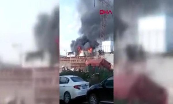 Hurdalıkta yangın ve patlama anları kamerada