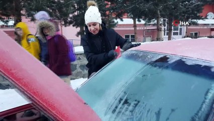 Erzurum'da Hayat Dondu.. Sıcaklık Eksi 15 Dereceye Düştü