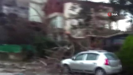 Ağaç ve Elektrik Direği Kamyonetin Üzerine Böyle Devrildi