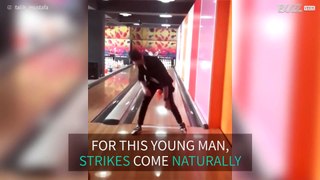 Bowling player strikes back to front