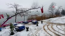 Havadan görüntülenen Gaga Gölü kar manzarasıyla hayran bıraktı