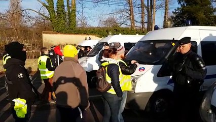 Les gilets jaunes présents à Châtel-saint-Germain pour la venue de Christophe Castaner