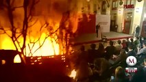 Ladrones provocan incendio en tubería de combustible en Hidalgo