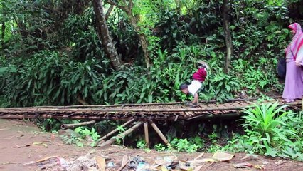 Indonesian 3rd grader walks to school on his hands