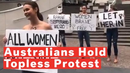 Australians Hold Topless Protest In Support Of Saudi Runaway