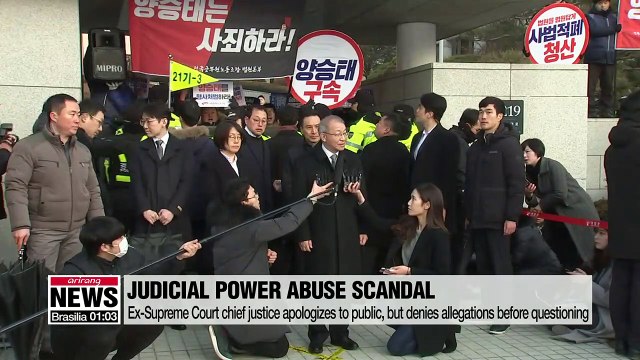 Ex-Supreme Court chief justice apologizes to public, but denies allegations ahead of questioning