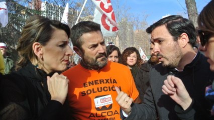 Incidentes en la manifestación de trabajadores de Alcoa ante el Ministerio de Industria.