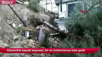Edremit'te toprak kayması; bir ev kullanılamaz hale geldi