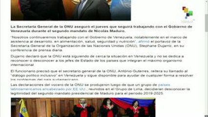 ONU asegura que seguirá trabajando con el Gobierno de Venezuela