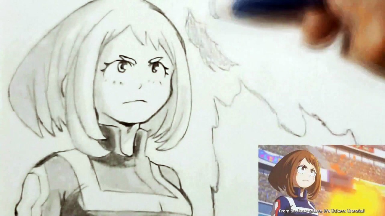 Drawing Fight My Hero Academia - Uraraka Ochako vs Katsuki Bakugo