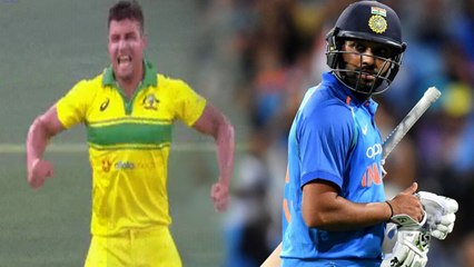 India Vs Australia 2nd ODI: Rohit Sharma departs at 43,Australian players pumped up| वनइंडिया हिंदी